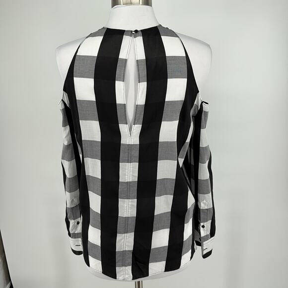 Rag & Bone Women’s Collingwood Black White Plaid Cold Shoulder Twist Front M - Picture 6 of 14